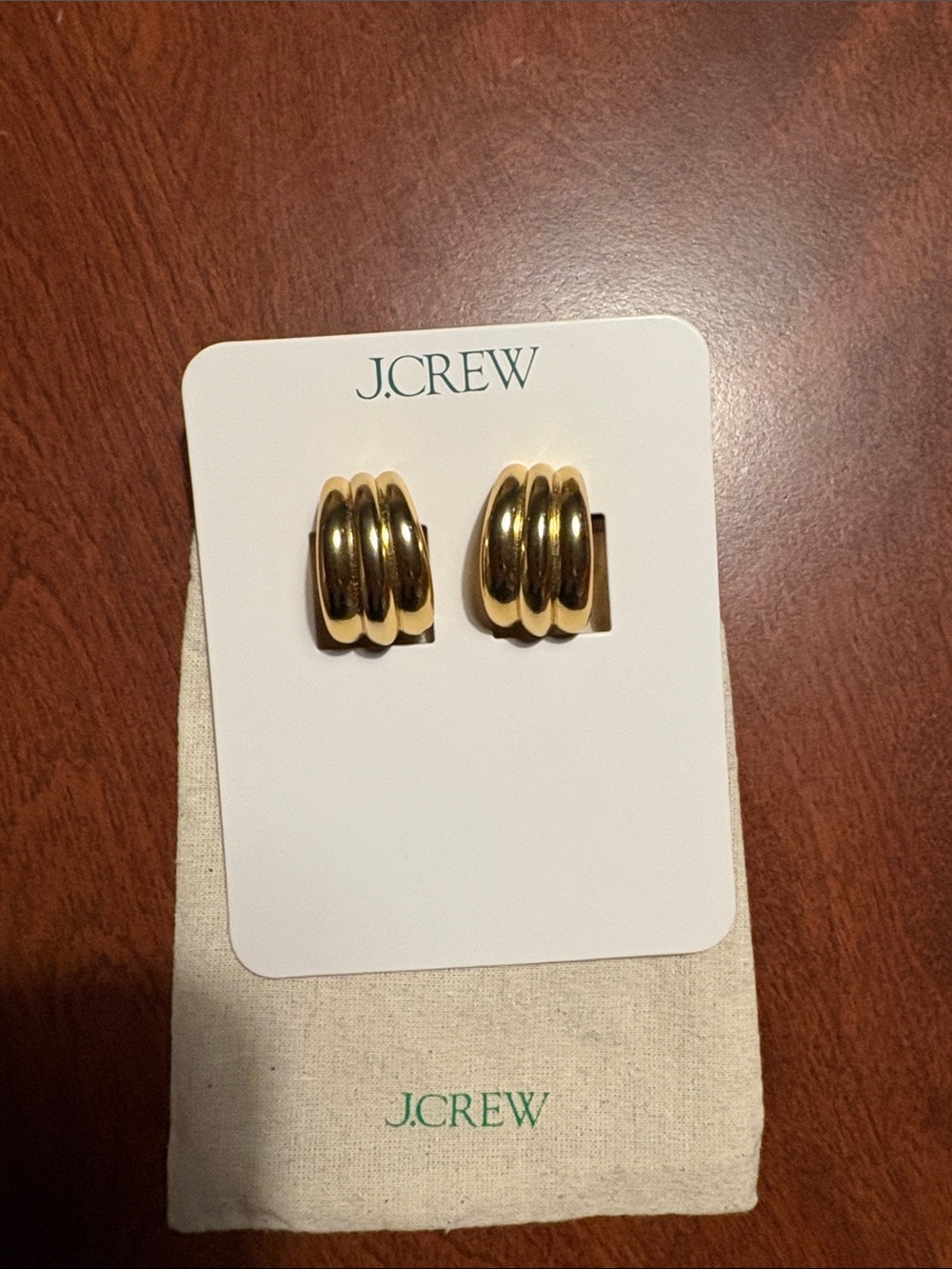 J. Crew Polished Gold-Tone Triple Rib Clip Earrings